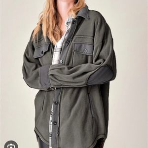 La Meil Fleece Shacket charcoal grey size small